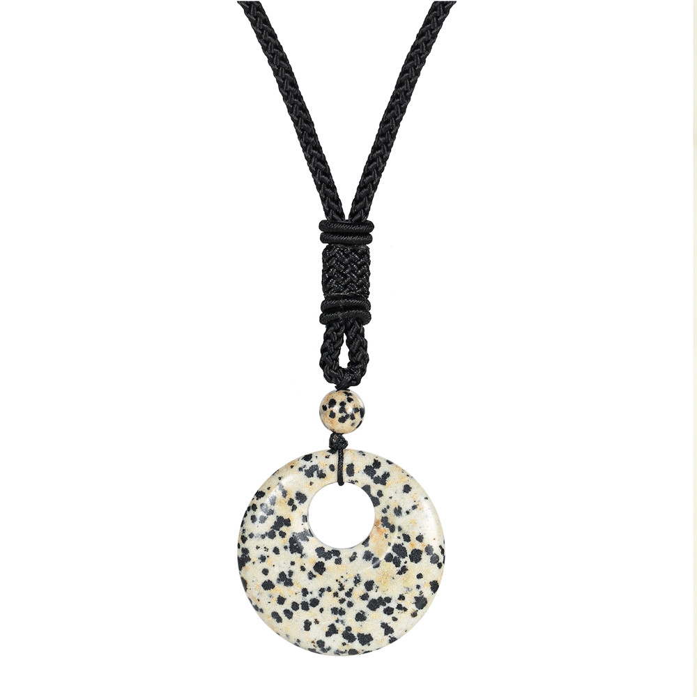 40MM Healing Crystals Necklace Natural Stone Chakra Gemstone Amulet Lucky Coin Donuts Charm Reiki Necklace for Men Women