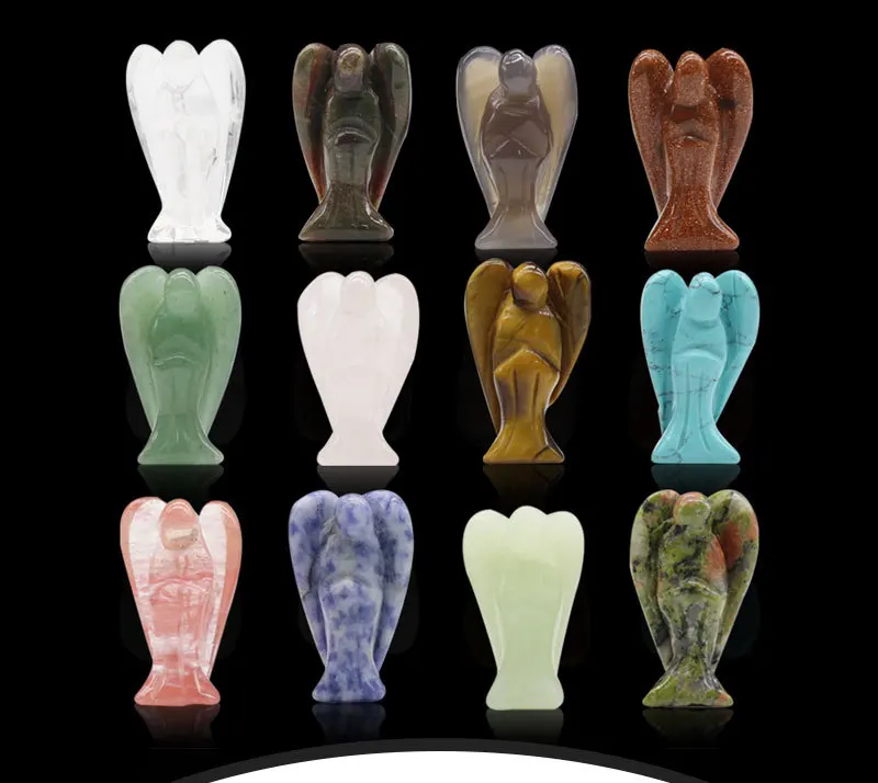 1.0Inch Hand Carved Gemstone Angel for Home office Decor