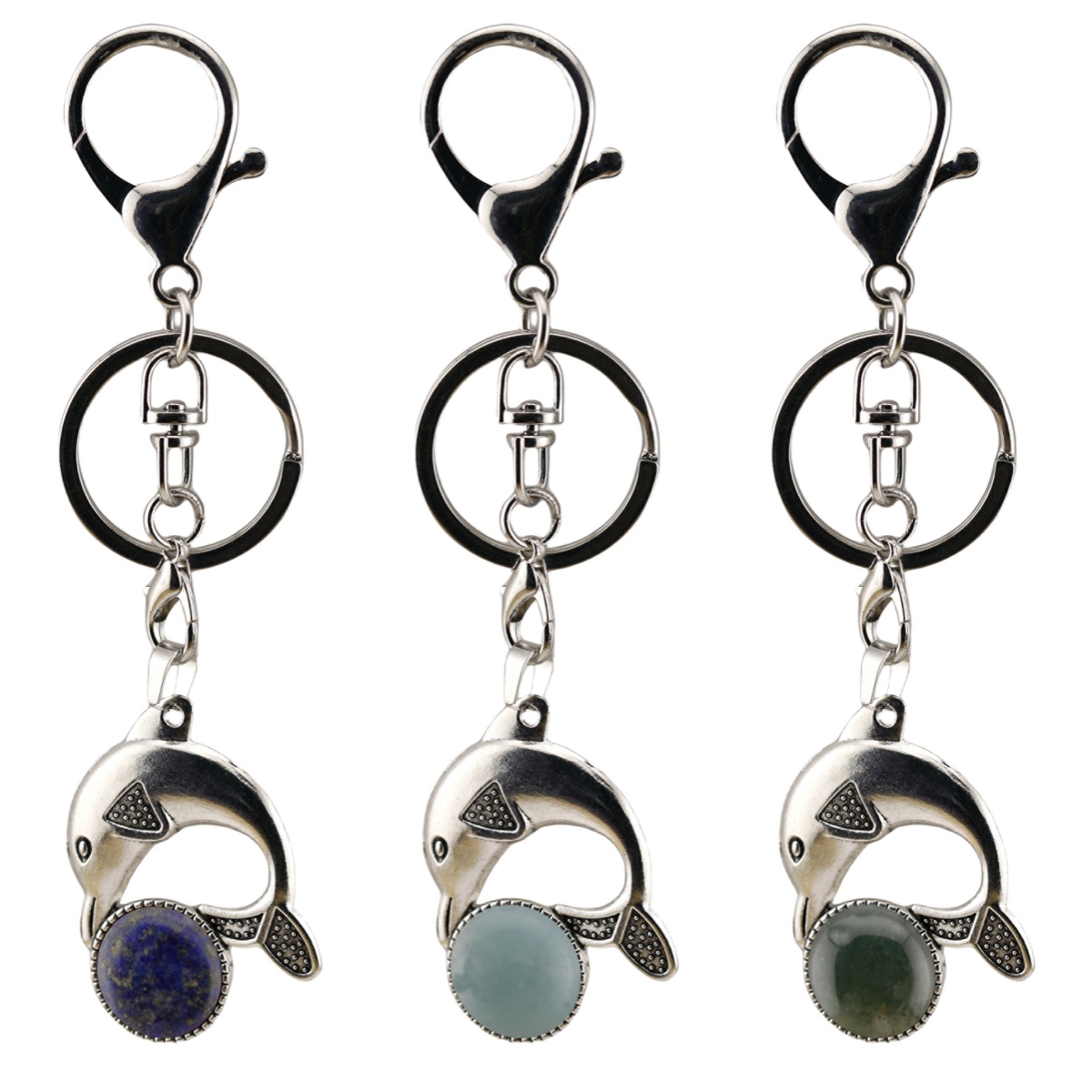 Silver Alloy Dolphin Gemstone Pendant for Jewelry Making Necklace Earrings