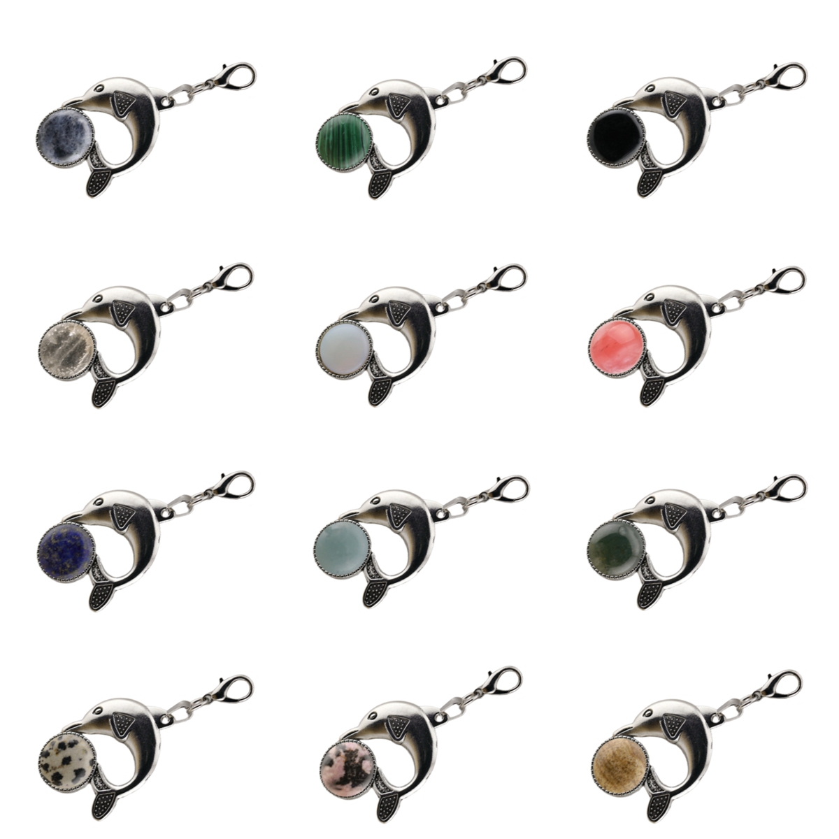 Silver Alloy Dolphin Gemstone Pendant for Jewelry Making Necklace Earrings