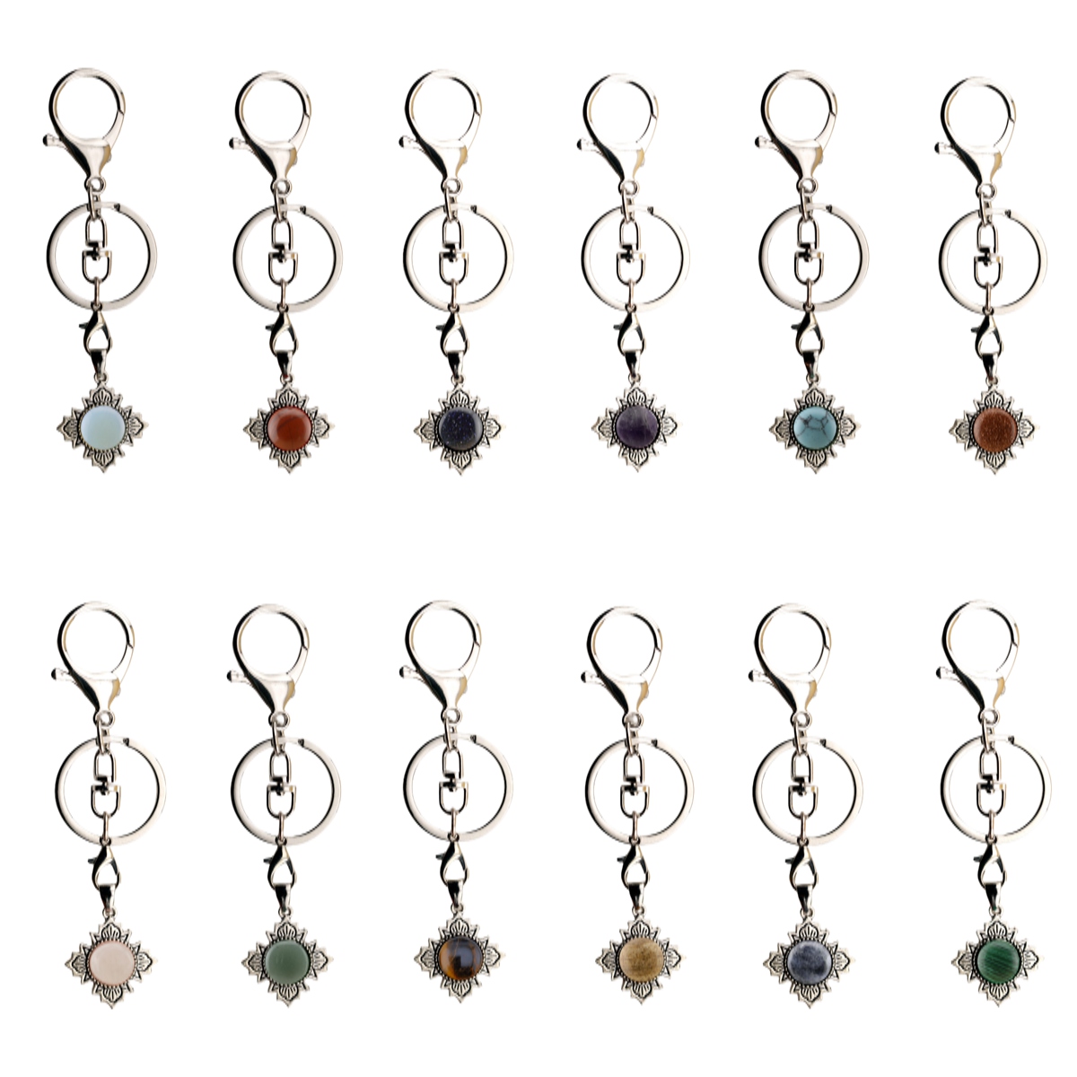 Silver  Four Leaf Clover Gemstone Pendant for Jewelry Making Necklace Earrings 12MM Stone & Crystal Cabs 