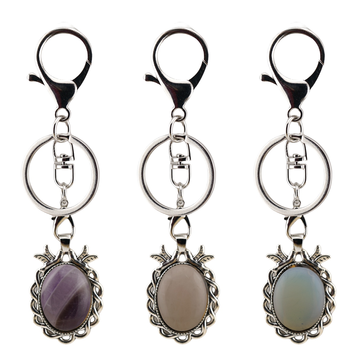 Silver Alloy Bird Gemstone Pendant KeyChain