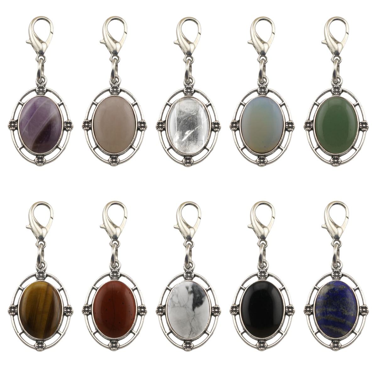 Natural Gemstone Pendant for Making Jewelry with 13x18MM Stone Cabs  Silver Alloy Accessories
