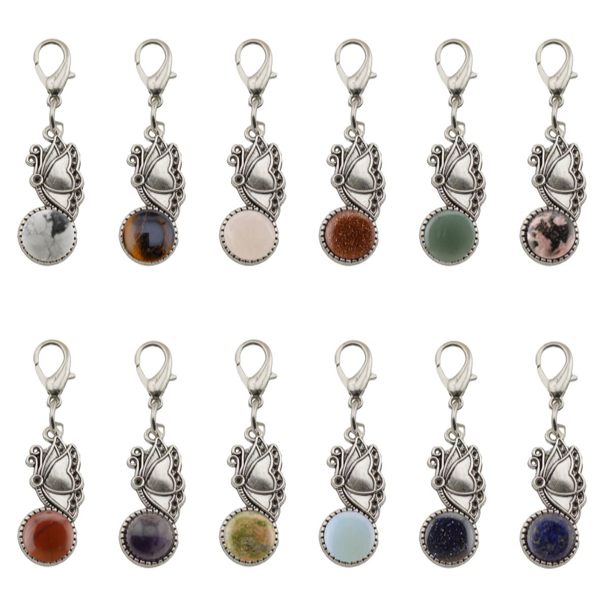 Silver Butterfly Pendant Dangle Charms with Lobster Claw Clasp for Valentine's Day Mother Wedding Keychain Jewelry Making