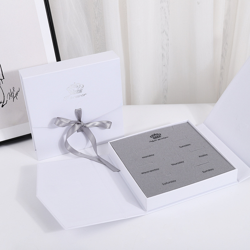 7 Slots Jewelry Rings Display Paper Tray Cardboard Ring Box Storage Organizer Black Foam Ring Insert Display Trays with Transparent Lid for Rings Earrings Selling Show