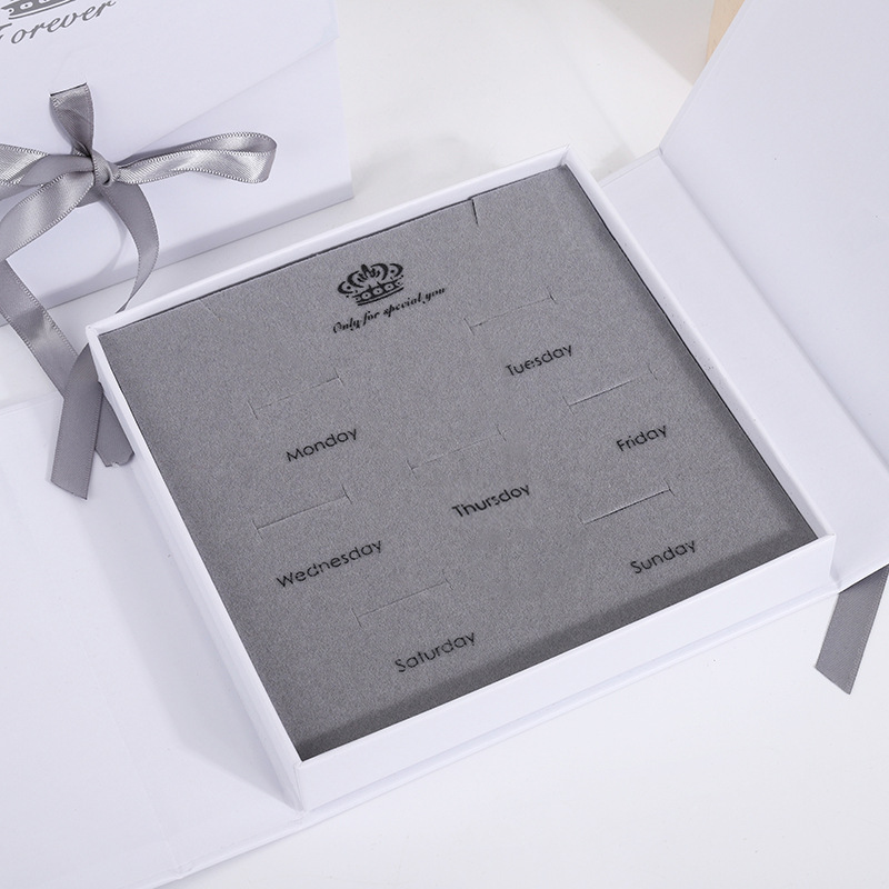 7 Slots Jewelry Rings Display Paper Tray Cardboard Ring Box Storage Organizer Black Foam Ring Insert Display Trays with Transparent Lid for Rings Earrings Selling Show