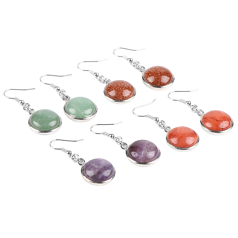 Fashion Disc Gemstone Dangle Earrings for women Girl