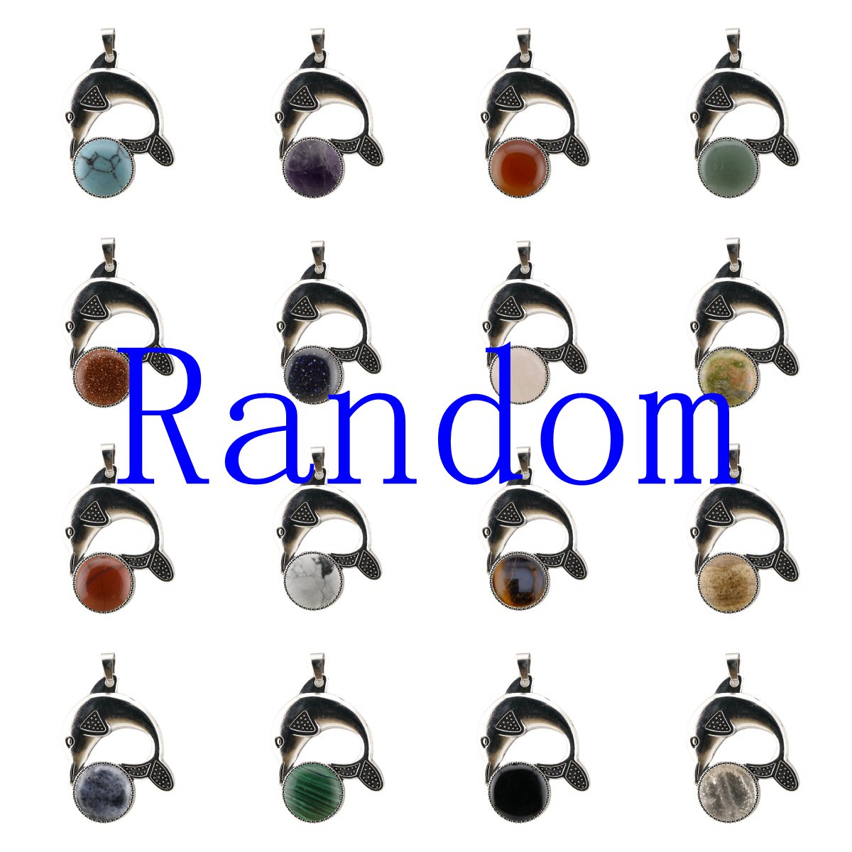 Silver Alloy Dolphin Gemstone Pendant for Jewelry Making Necklace Earrings