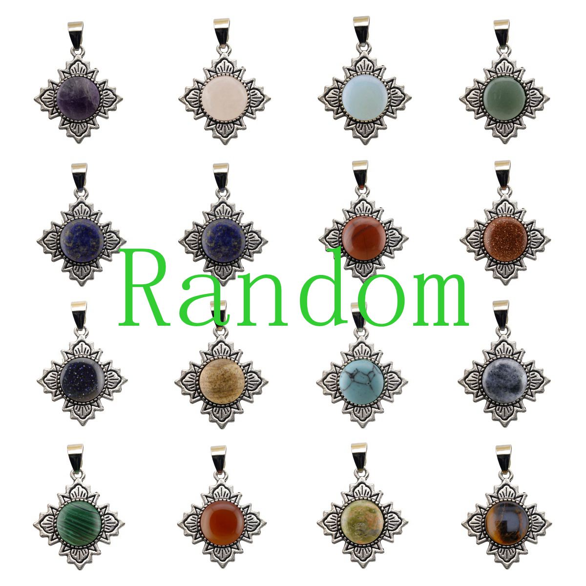 Silver  Four Leaf Clover Gemstone Pendant for Jewelry Making Necklace Earrings 12MM Stone & Crystal Cabs 