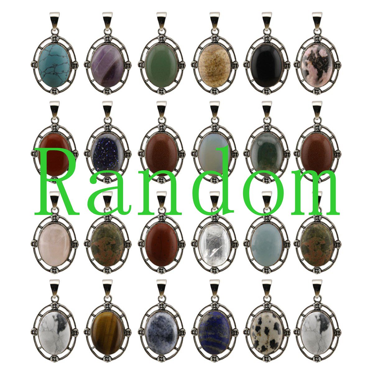 Natural Gemstone Pendant for Making Jewelry with 13x18MM Stone Cabs  Silver Alloy Accessories