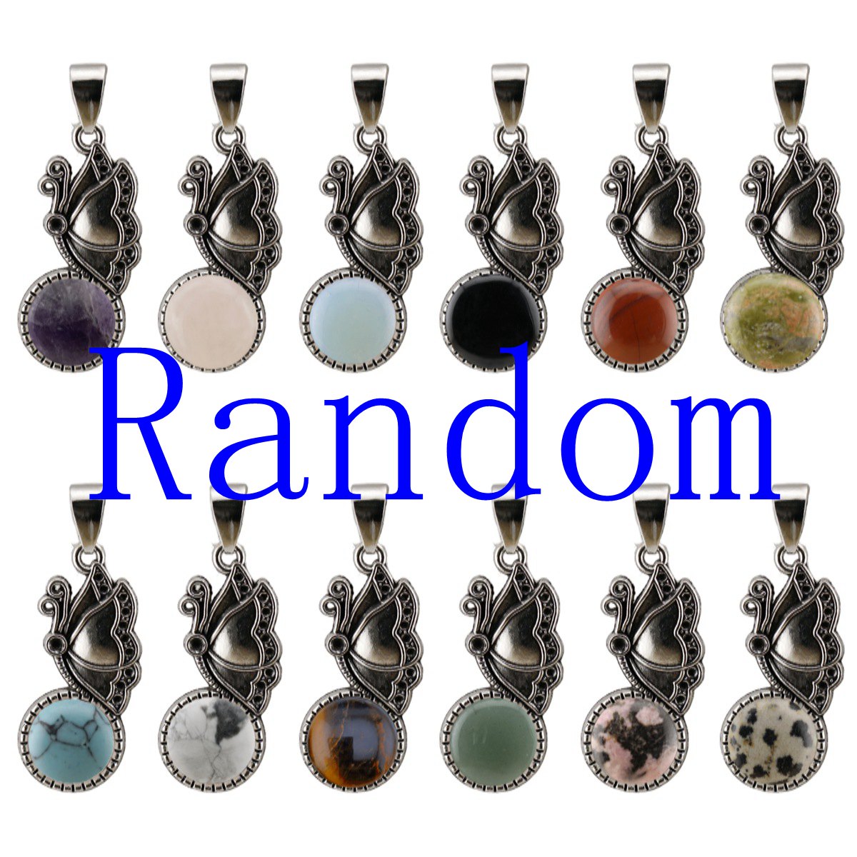 Silver Butterfly Gemstone Pendant for Jewelry Making Necklace Earrings 10MM Stone & Crystal Cabs