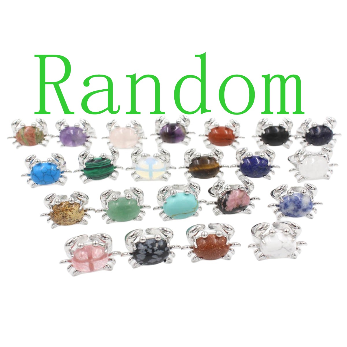 Silver Crab Stone Rings for Women Men Adjustable SR0146S