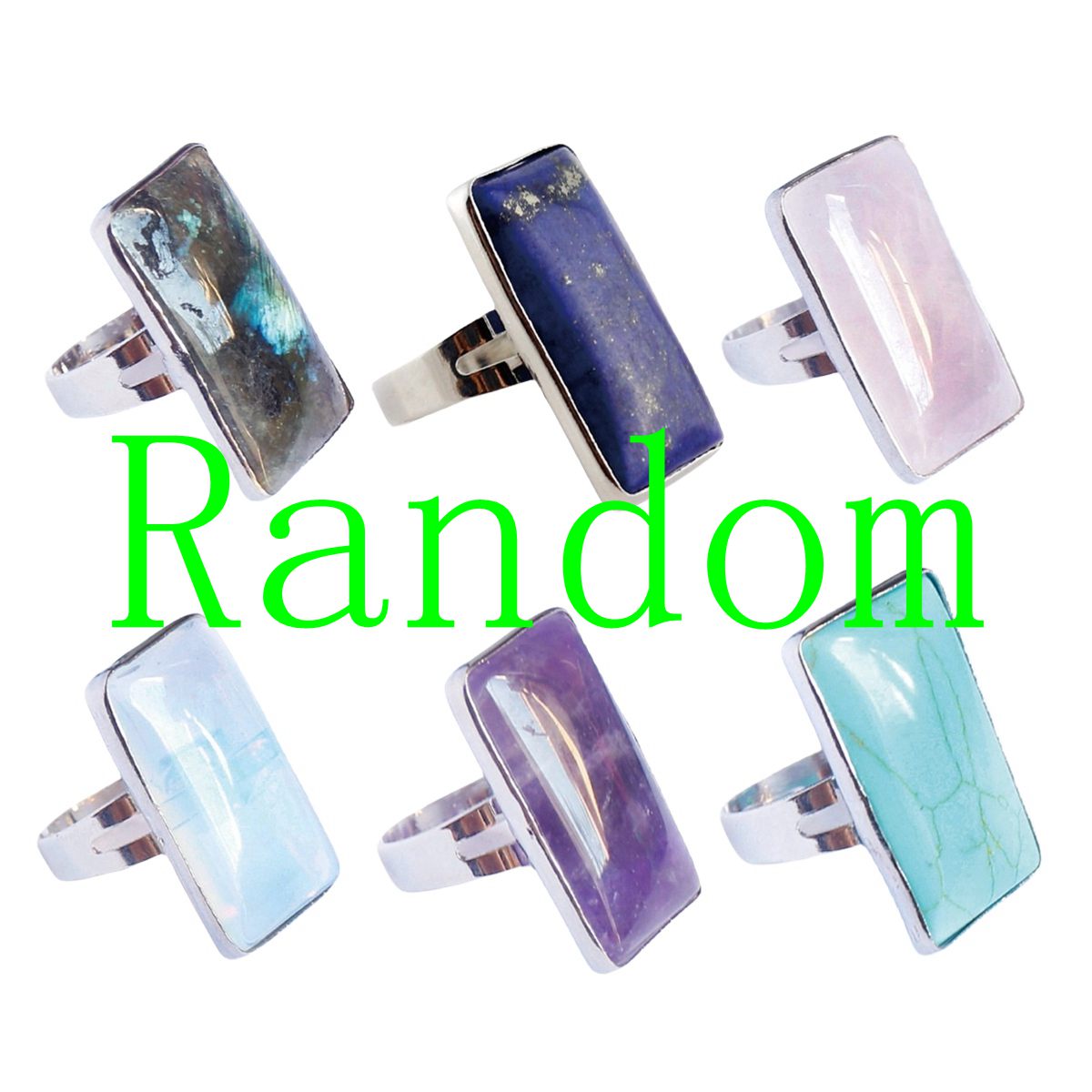 Rectangle Gemstone Rings for Women Girls 12x36mm Cuboid Crystal Womens Statement Ring SR0164S