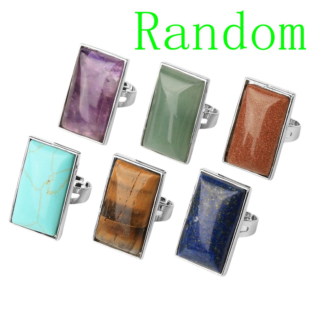 Rectangle Gemstone Rings for Women Girls 18x30mm Cuboid Crystal Womens Statement Ring SR0164S