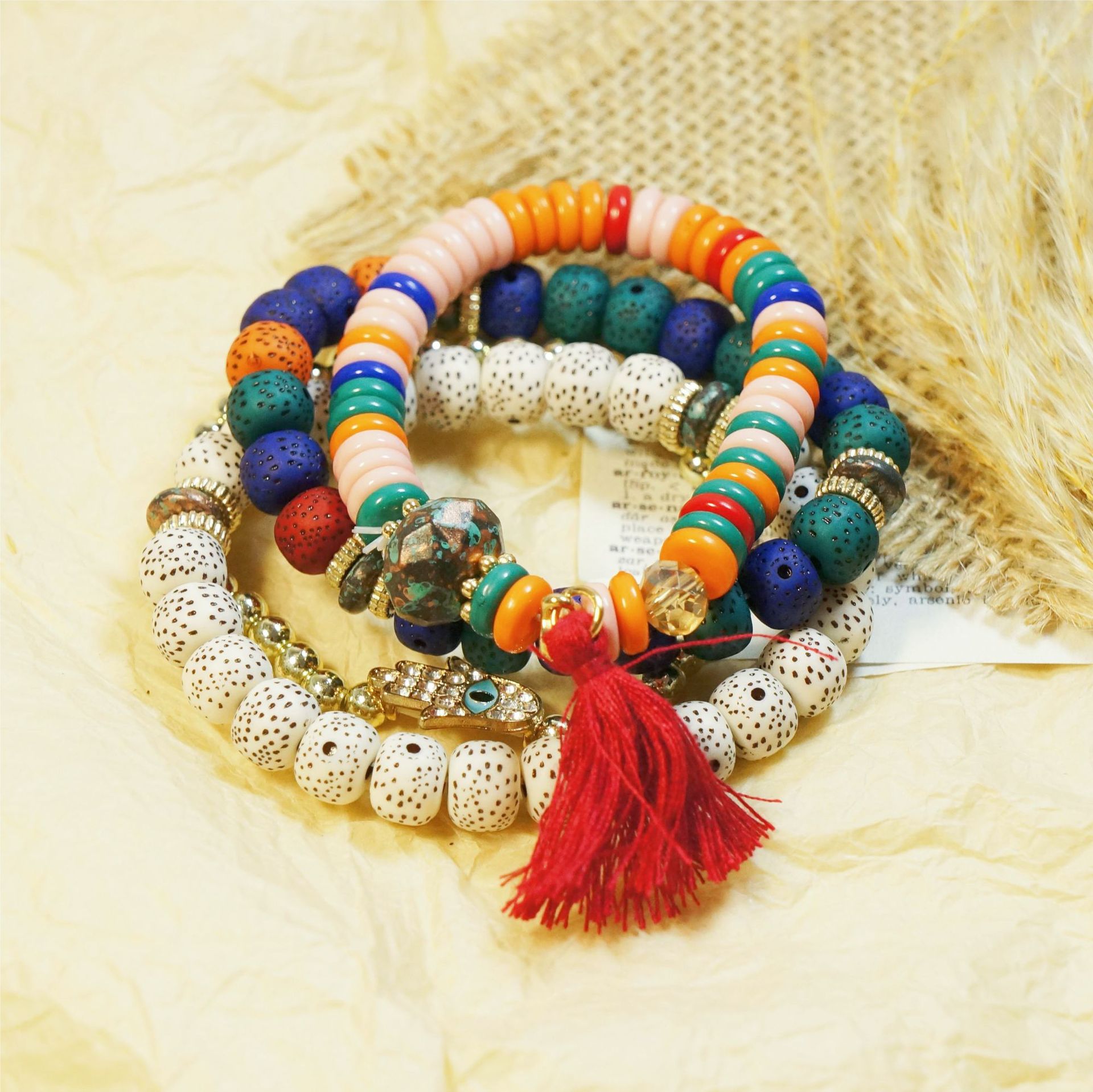 Multilayered Bohemian Stackable Bead Stretch Set Bracelets for Women Girls