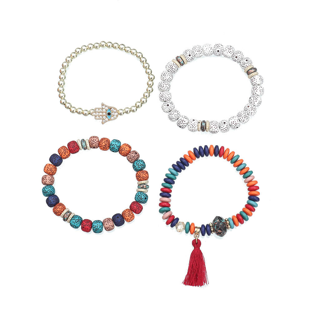 Multilayered Bohemian Stackable Bead Stretch Set Bracelets for Women Girls
