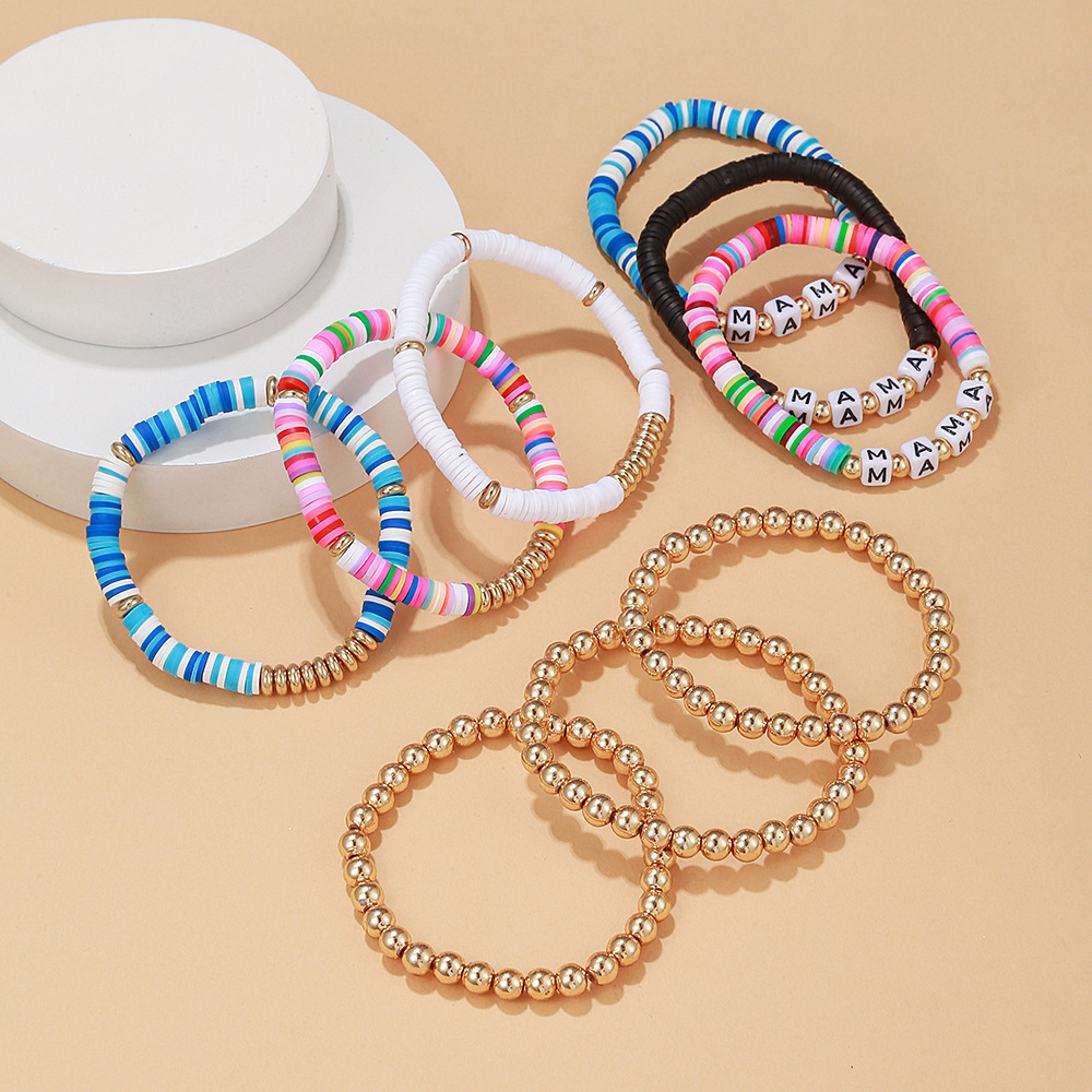 8PCS/SET Multilayered Bohemian Stackable Bead Stretch Set Bracelets for Women Girls