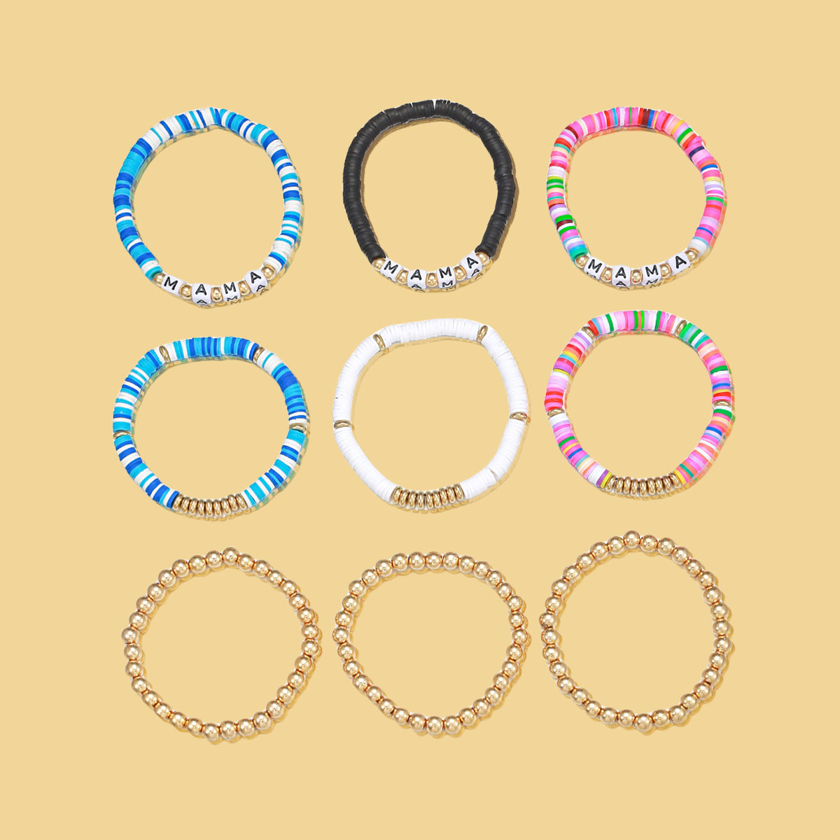 8PCS/SET Multilayered Bohemian Stackable Bead Stretch Set Bracelets for Women Girls