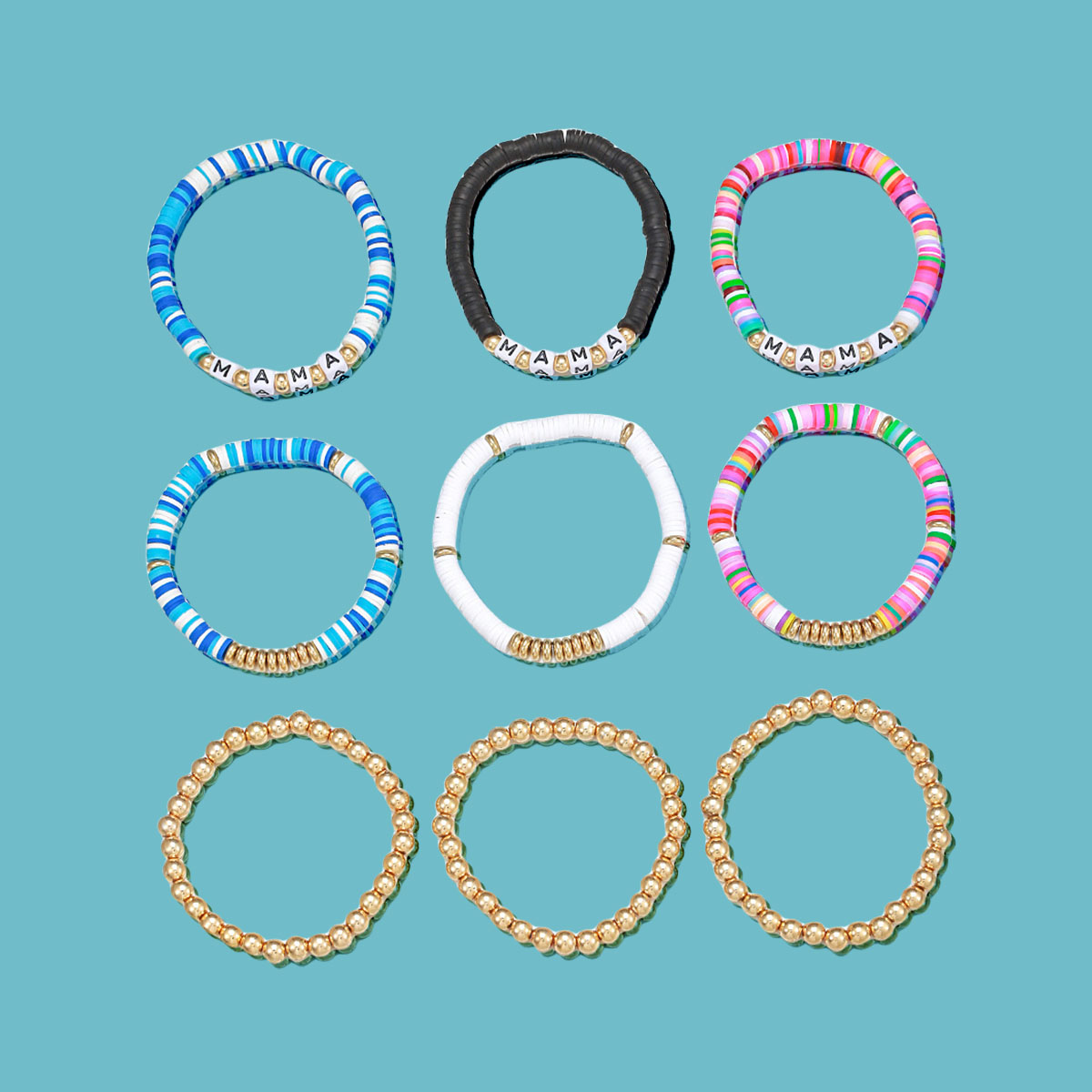 8PCS/SET Multilayered Bohemian Stackable Bead Stretch Set Bracelets for Women Girls