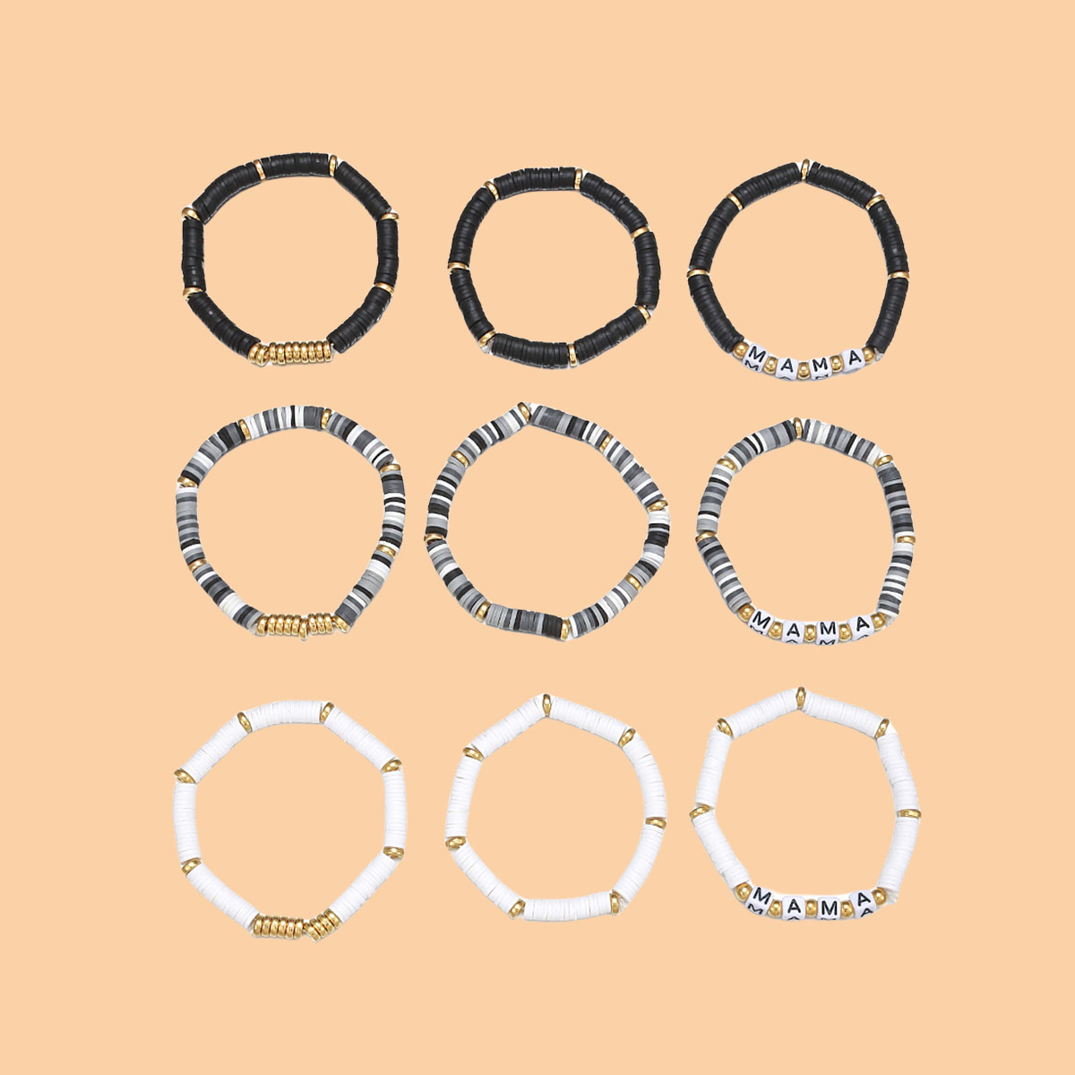 8PCS/SET Multilayered Bohemian Stackable Bead Stretch Set Bracelets for Women Girls