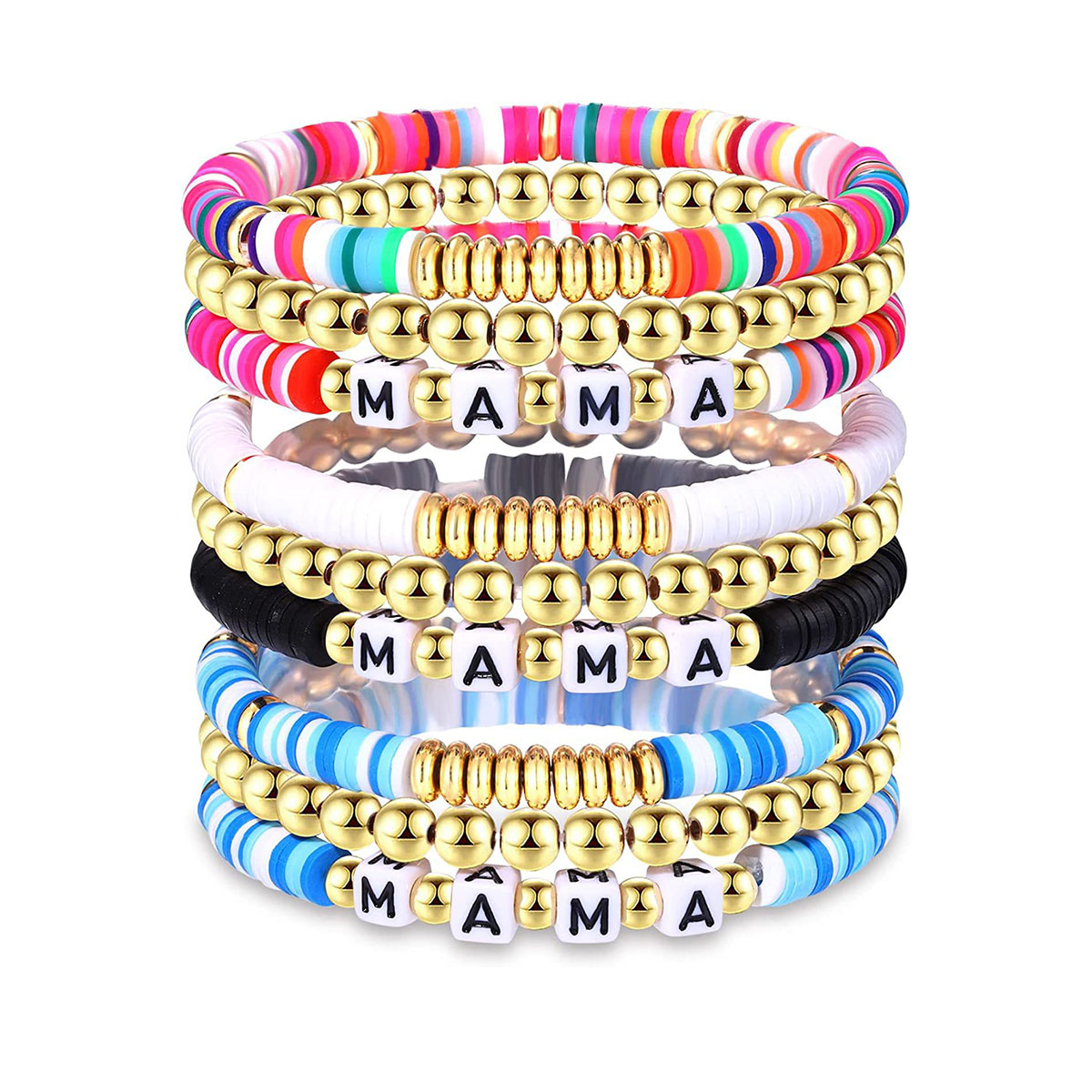 8PCS/SET Multilayered Bohemian Stackable Bead Stretch Set Bracelets for Women Girls
