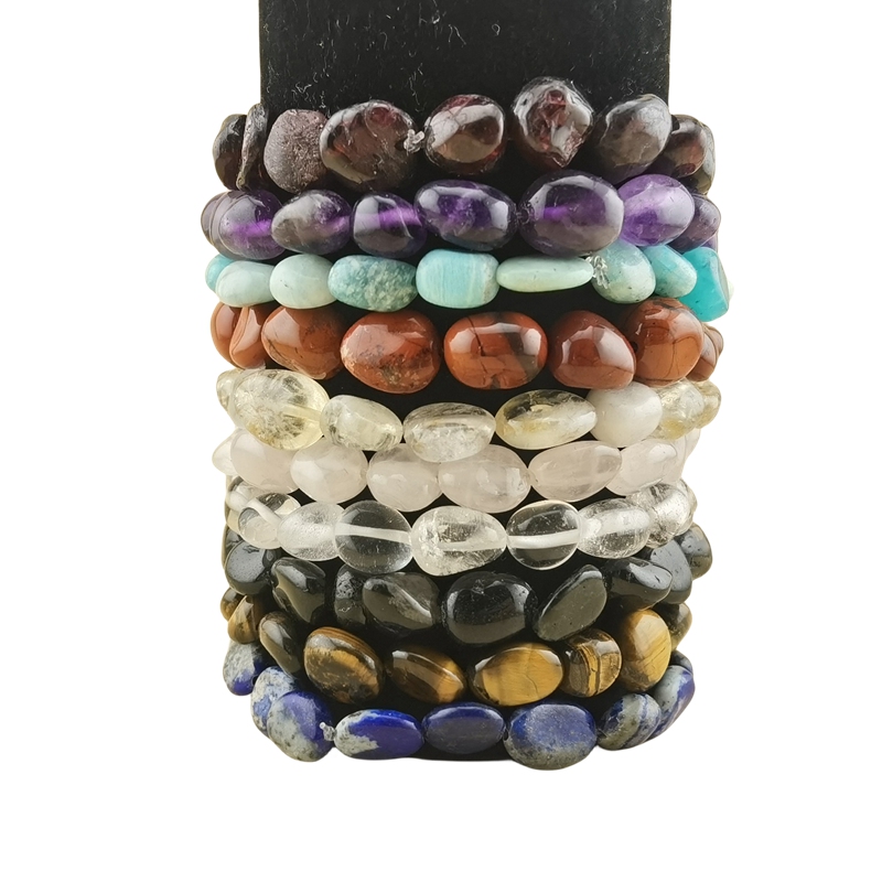 Healing Crystal Bracelets for Women Men Irregular Tumbled Stone Beaded Stretch Bracelet Semi-precious Gemstone Beads 8-12MM