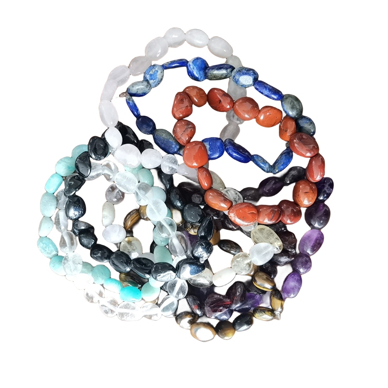 Healing Crystal Bracelets for Women Men Irregular Tumbled Stone Beaded Stretch Bracelet Semi-precious Gemstone Beads 8-12MM