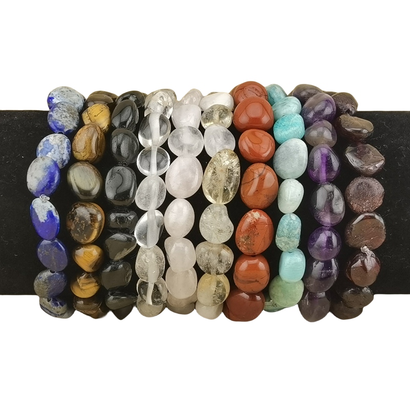 Healing Crystal Bracelets for Women Men Irregular Tumbled Stone Beaded Stretch Bracelet Semi-precious Gemstone Beads 8-12MM