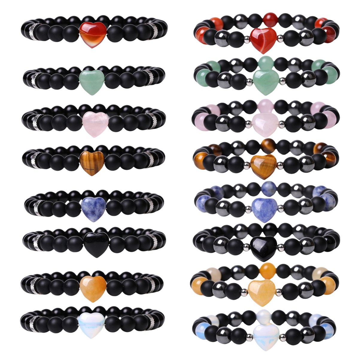 Love Heart Gemstone Couple Bracelets for you her