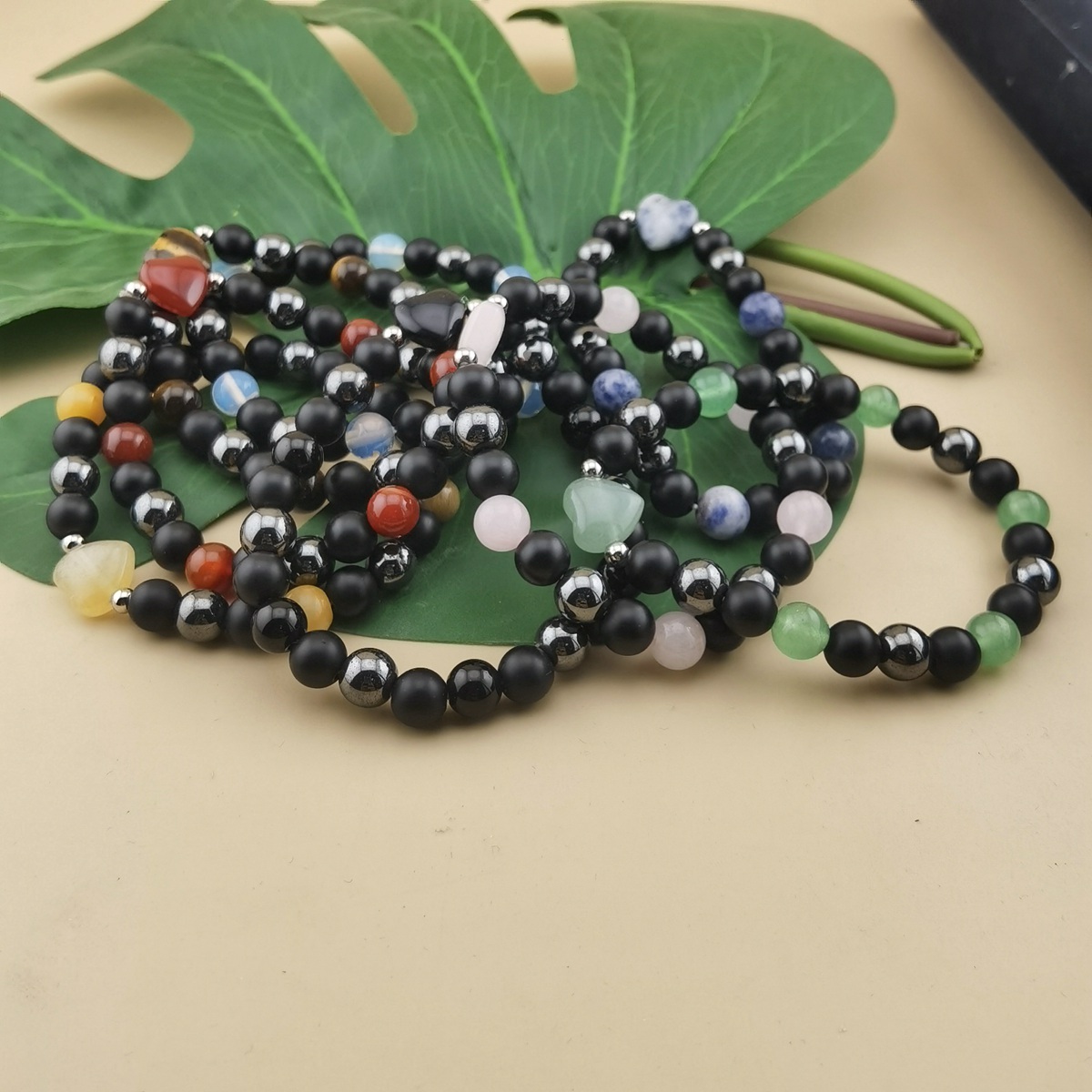 Healing Chakra Heart Stone Bracelet 8mm Beads Stretch Bangle Jewelry for Women