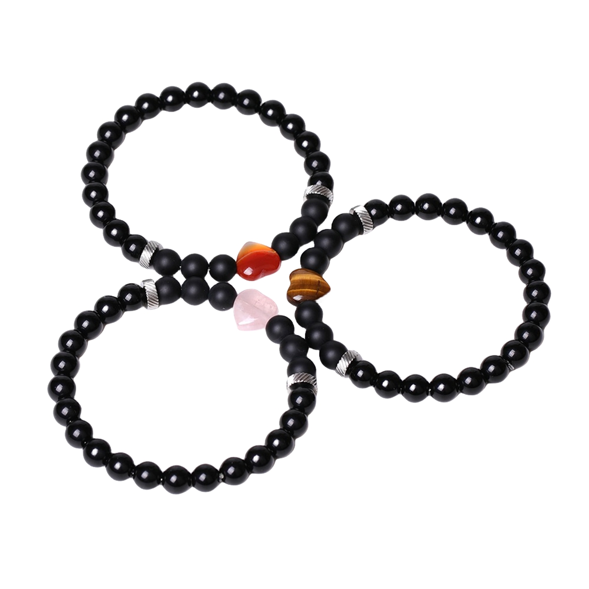 Healing Chakra Heart Stone Bracelet 8mm Beads Stretch Bangle Jewelry for Women