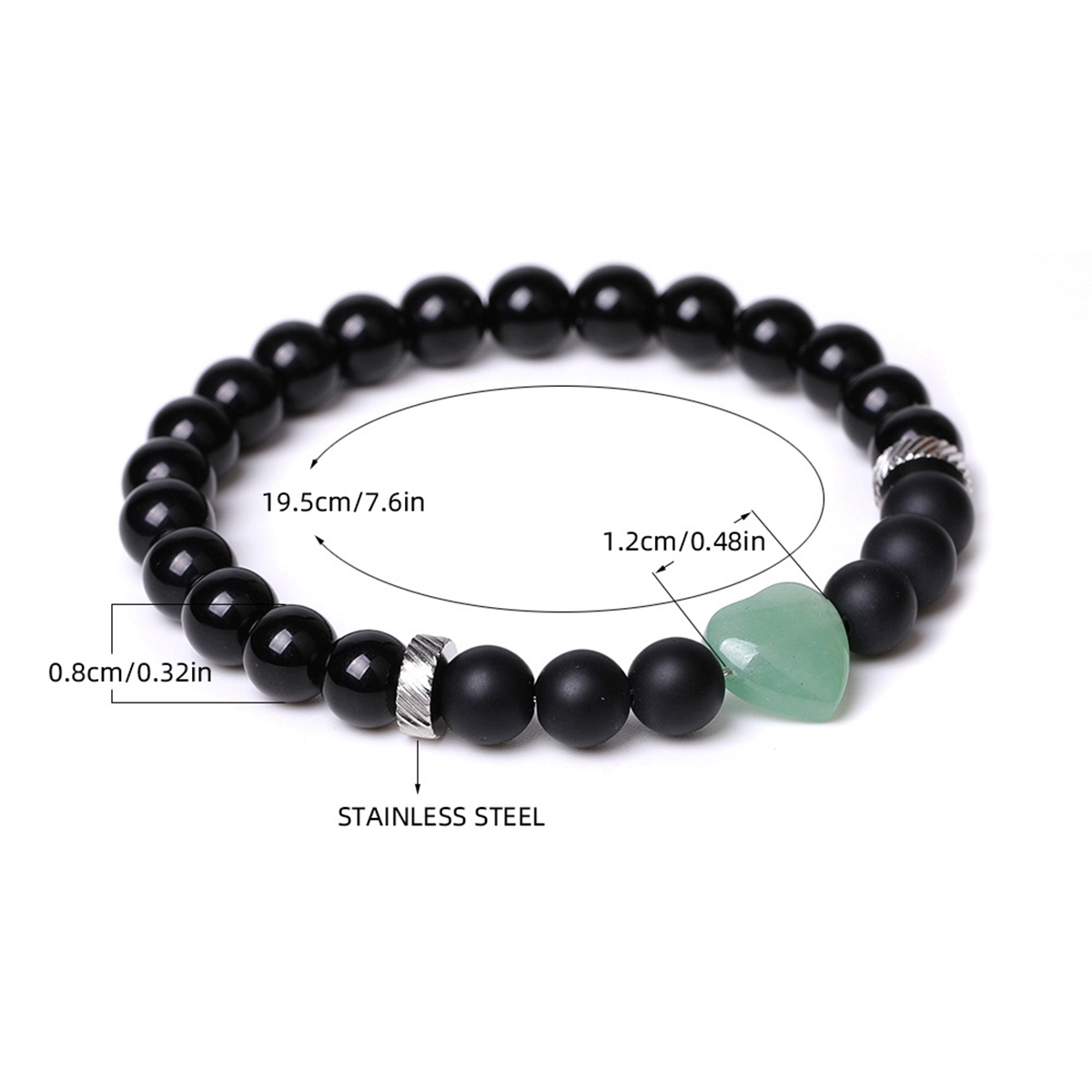 Healing Chakra Heart Stone Bracelet 8mm Beads Stretch Bangle Jewelry for Women