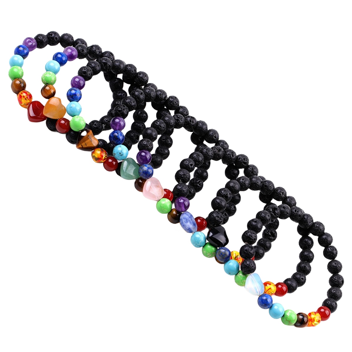 Healing Chakra Heart Stone Bracelet 8mm Beads Stretch Bangle Jewelry for Women