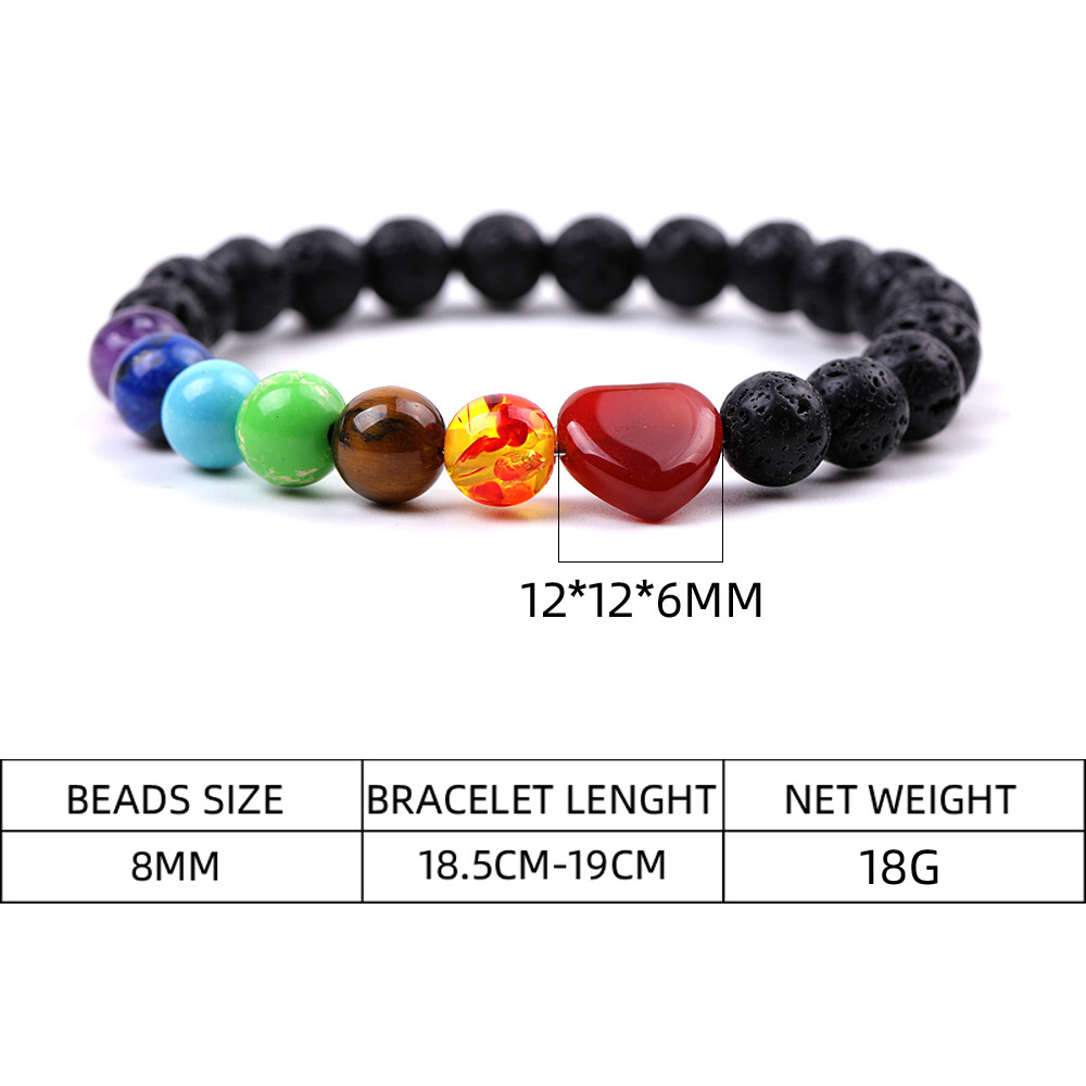 Healing Chakra Heart Stone Bracelet 8mm Beads Stretch Bangle Jewelry for Women