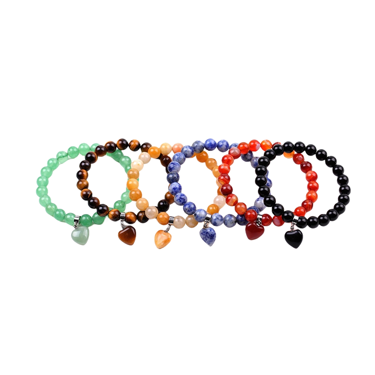 Healing Chakra Heart Stone Bracelet 8mm Beads Stretch Bangle Jewelry for Women
