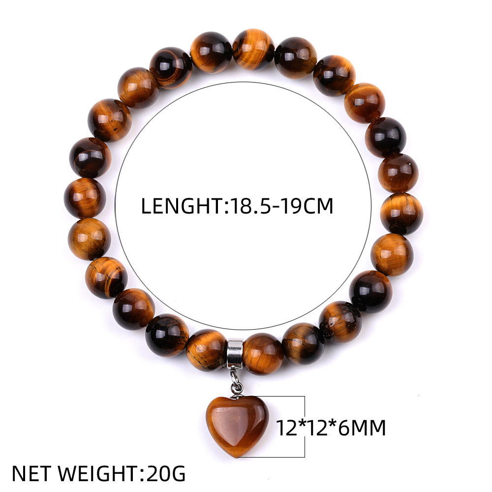 Healing Chakra Heart Stone Bracelet 8mm Beads Stretch Bangle Jewelry for Women