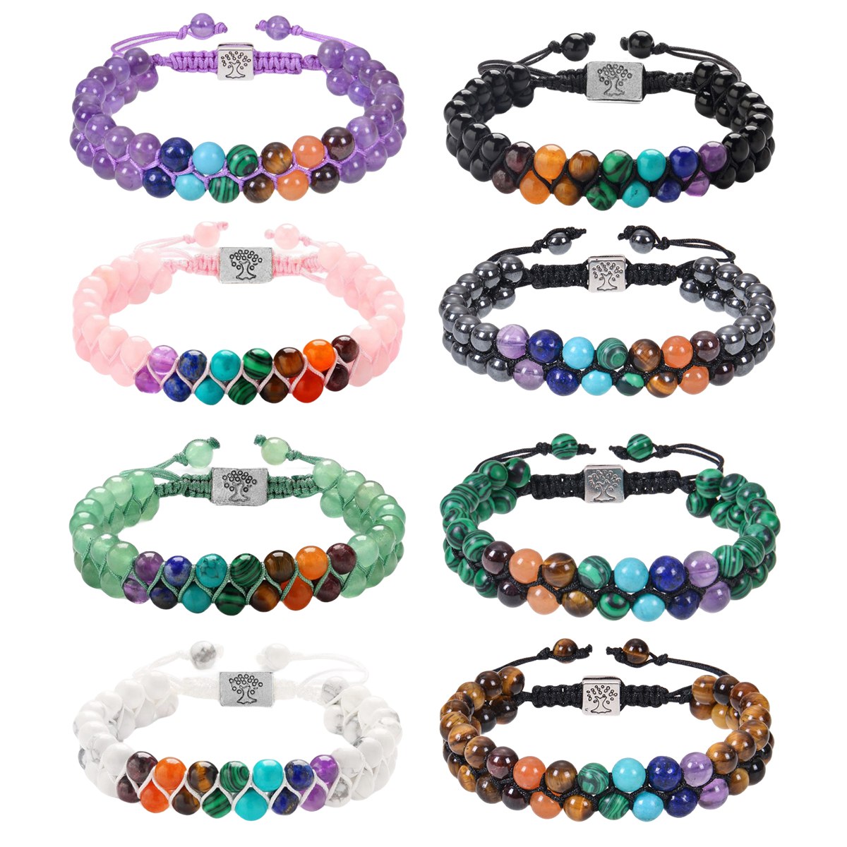 Chakra Bead Bracelets for Women Men - 6mm Healing Crystal Anxiety Meditation Yoga Gemstone Jewelry