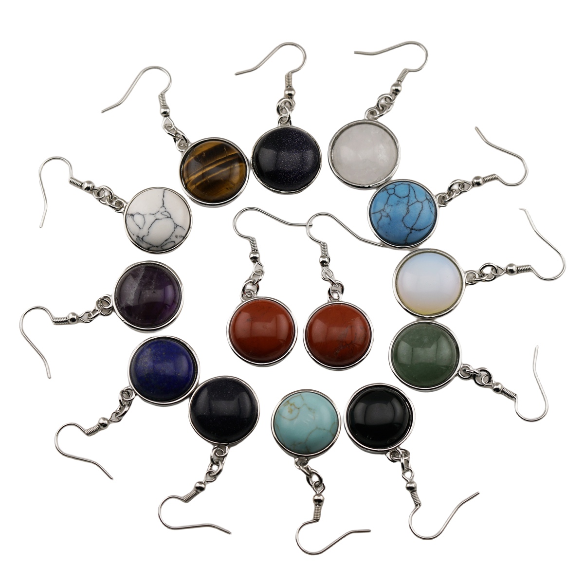 Fashion Disc Gemstone Dangle Earrings for women Girl