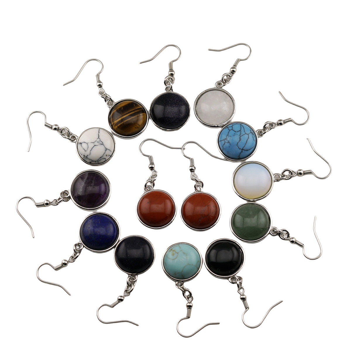 Fashion Disc Gemstone Dangle Earrings for women Girl