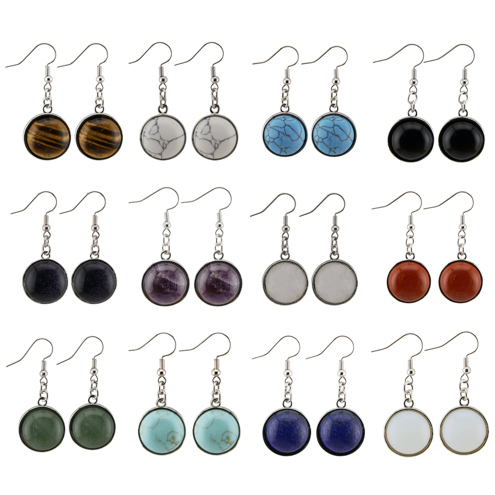 Fashion Disc Gemstone Dangle Earrings for women Girl