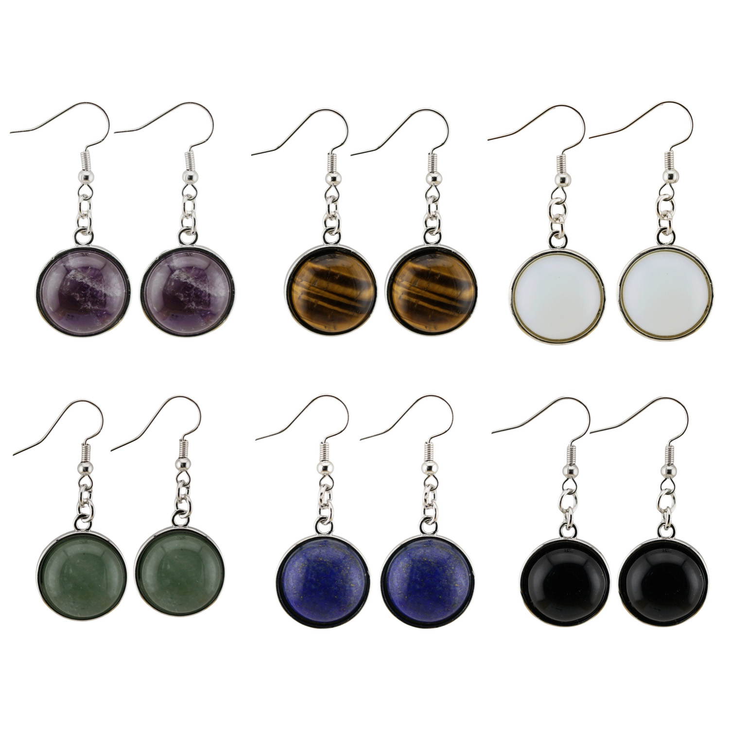 Fashion Disc Gemstone Dangle Earrings for women Girl