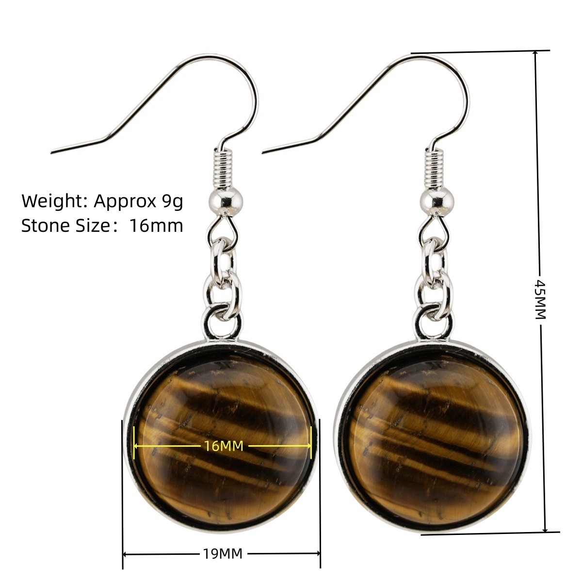 Fashion Disc Gemstone Dangle Earrings for women Girl