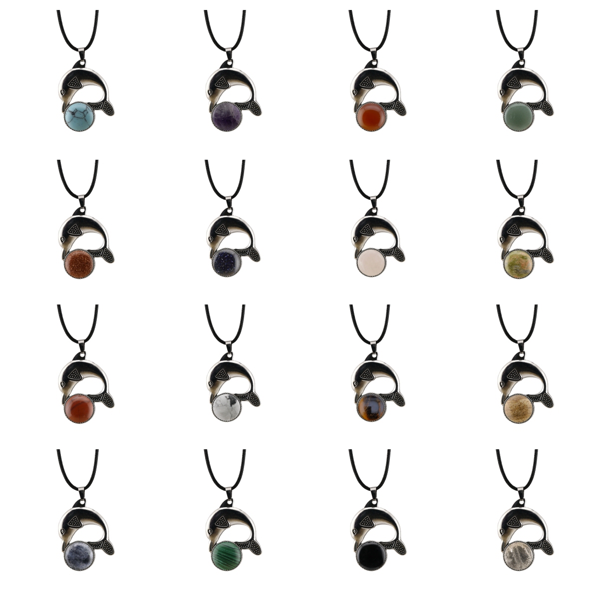 Silver Alloy Dolphin Gemstone Pendant for Jewelry Making Necklace Earrings