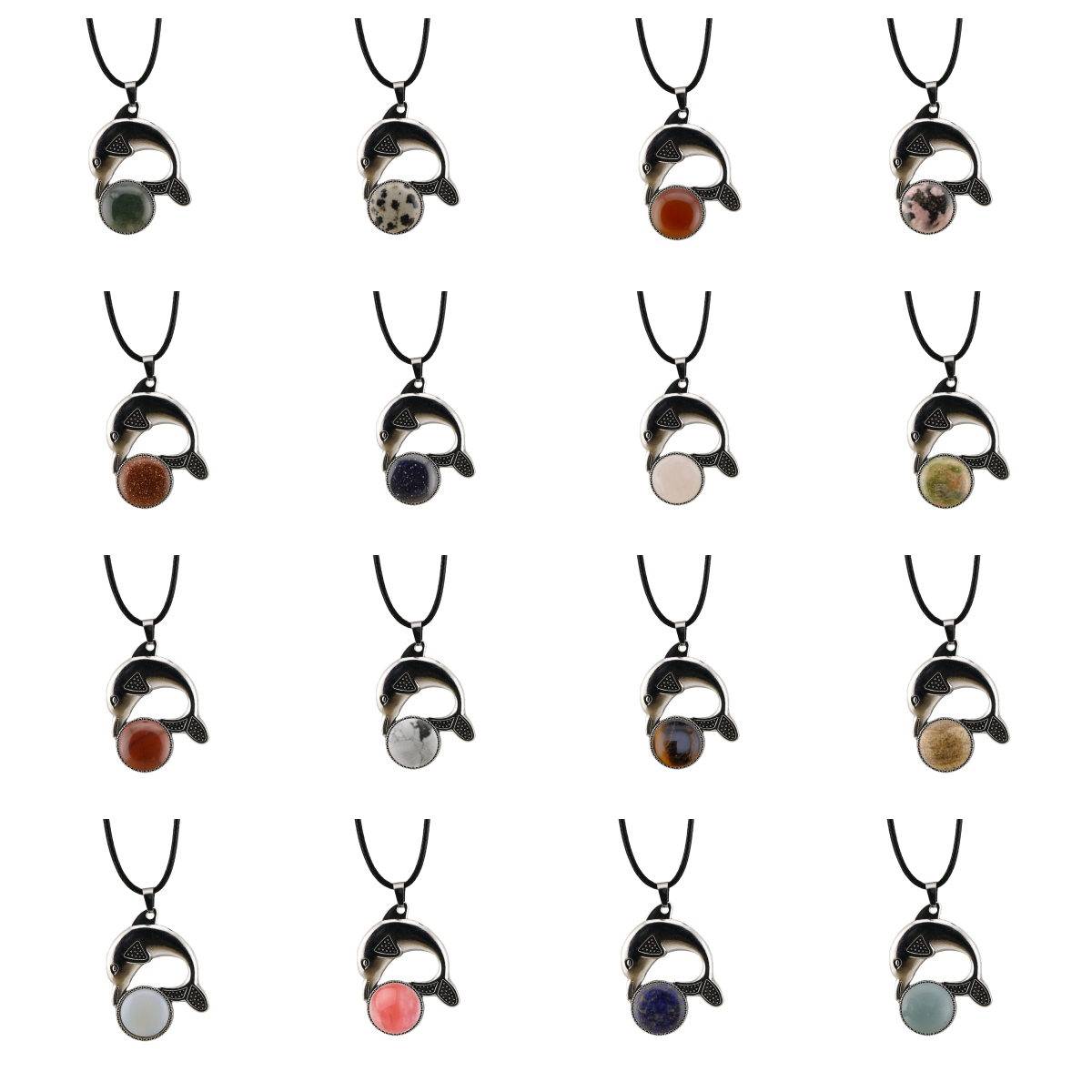 Silver Alloy Dolphin Gemstone Pendant for Jewelry Making Necklace Earrings