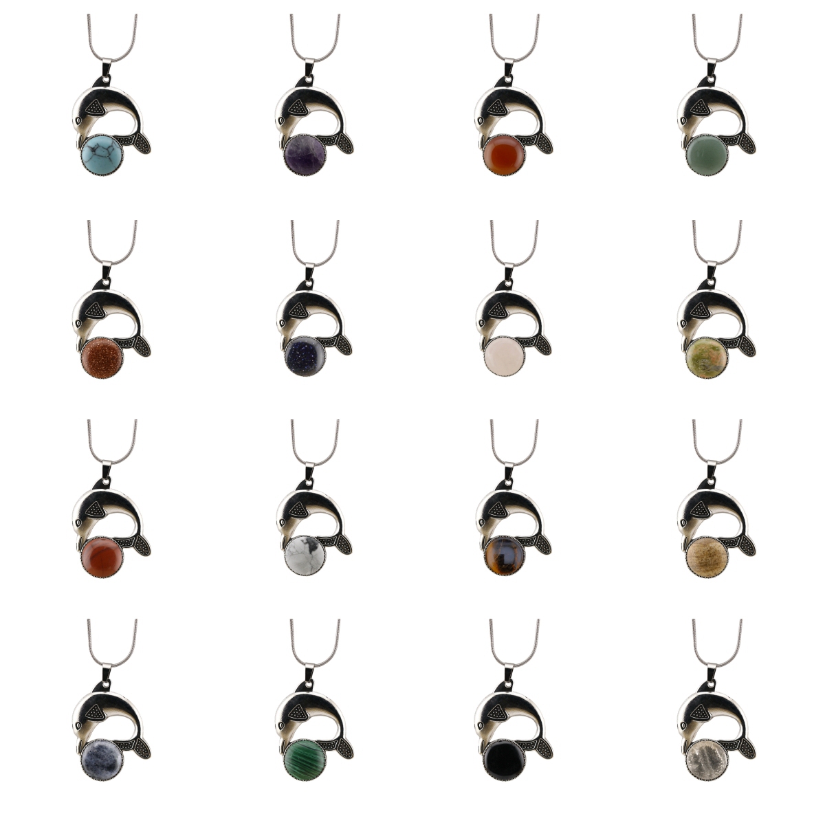 Silver Alloy Dolphin Gemstone Pendant for Jewelry Making Necklace Earrings