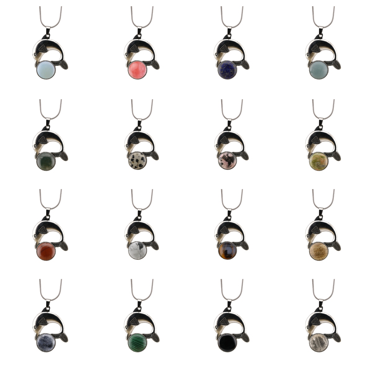 Silver Alloy Dolphin Gemstone Pendant for Jewelry Making Necklace Earrings