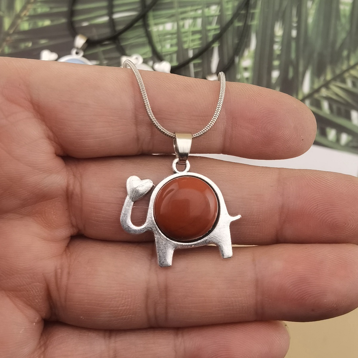 Silver Alloy Elephant Gemstone Pendant for Jewelry Making Necklace Earrings Love Heart 