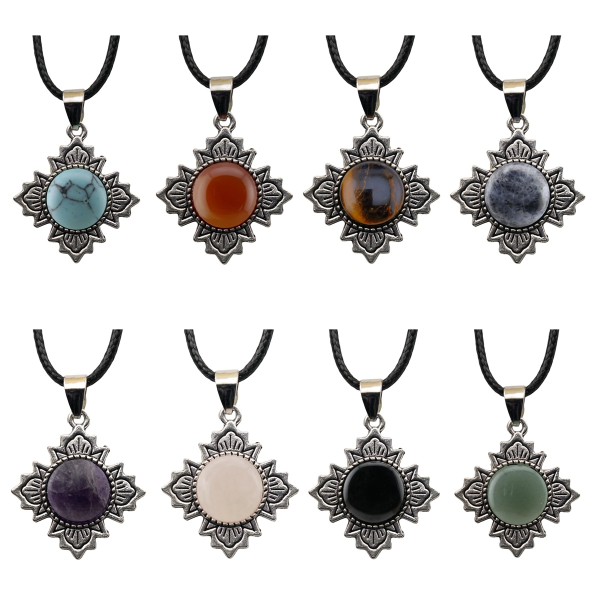 Silver  Four Leaf Clover Gemstone Pendant for Jewelry Making Necklace Earrings 12MM Stone & Crystal Cabs 