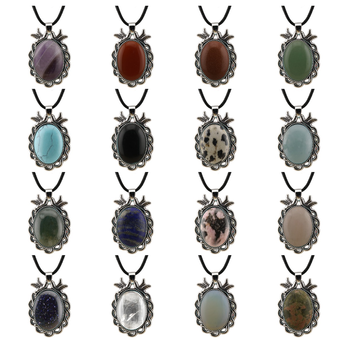 Natural Gemstone Pendant for Making Jewelry with 18x25MM Stone Cabs  Silver Alloy Accessories