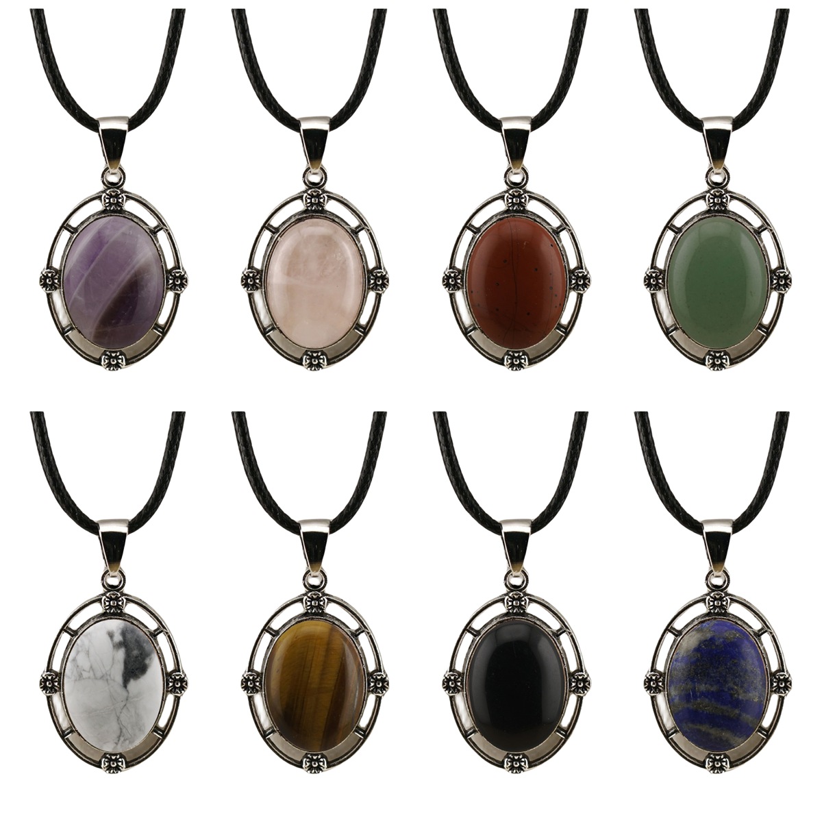 Natural Gemstone Pendant for Making Jewelry with 13x18MM Stone Cabs  Silver Alloy Accessories